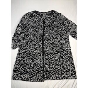 ALLISON‎ DALEY PLUS Black White Lace Overlay Jacket 22W 3/4 Sleeve Open Front